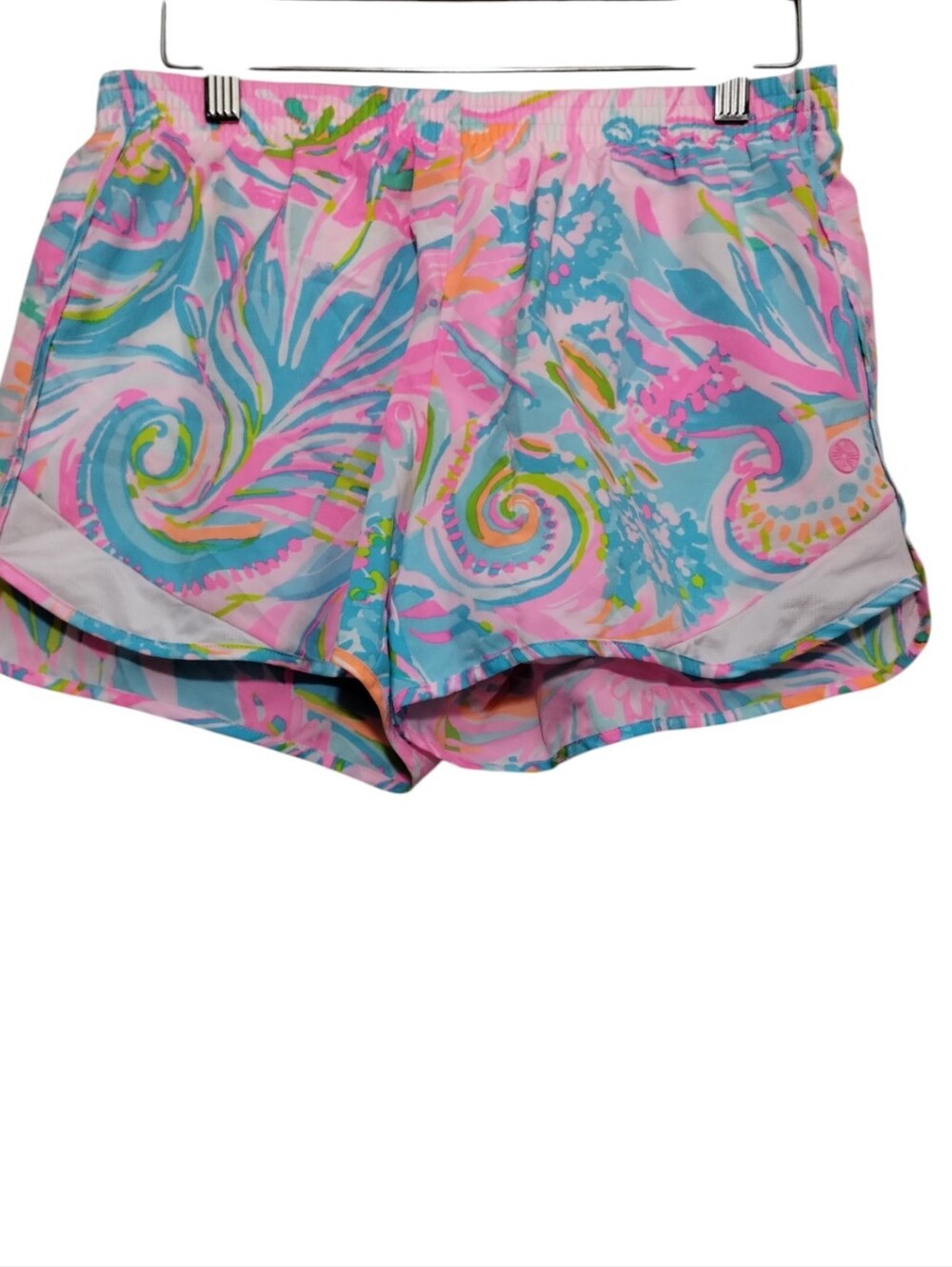 Lilly Pulitzer Luxletic Shorts Fish Kiss Multicolor Womens S Lined Back Pocket